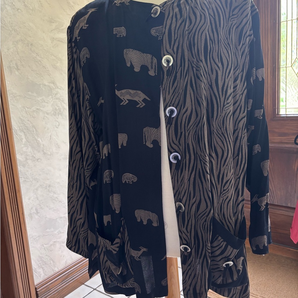 Black and Taupe Animal Print Women's Jacket